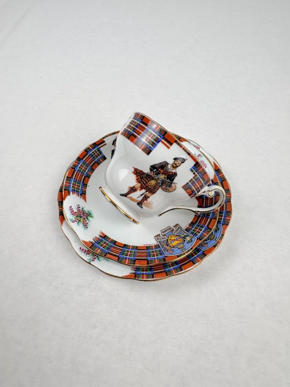 VTG Royal Standard Bonnie Scotland Clan Stewart Teacup Saucer Plate Trio Set